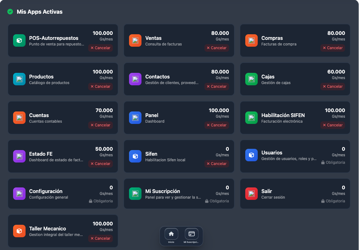 Suscripcion SistemaX